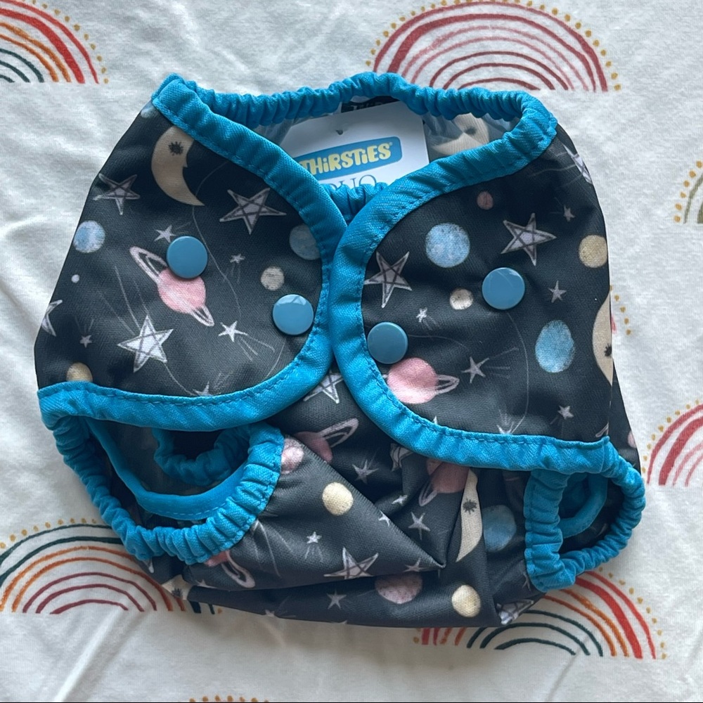 NWT Thirsties Reusable Cloth Diaper Cover, stargazer snap closure size 1, 0-9 mo